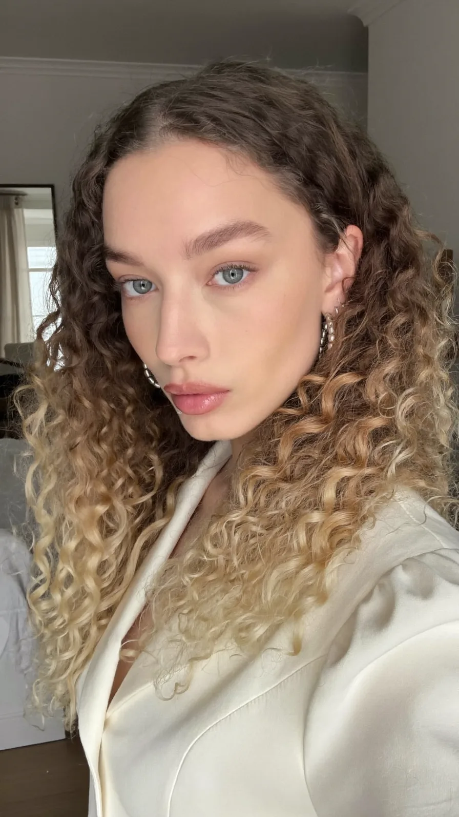 Long Layered Curly Ombre Hairstyle with Center Parting