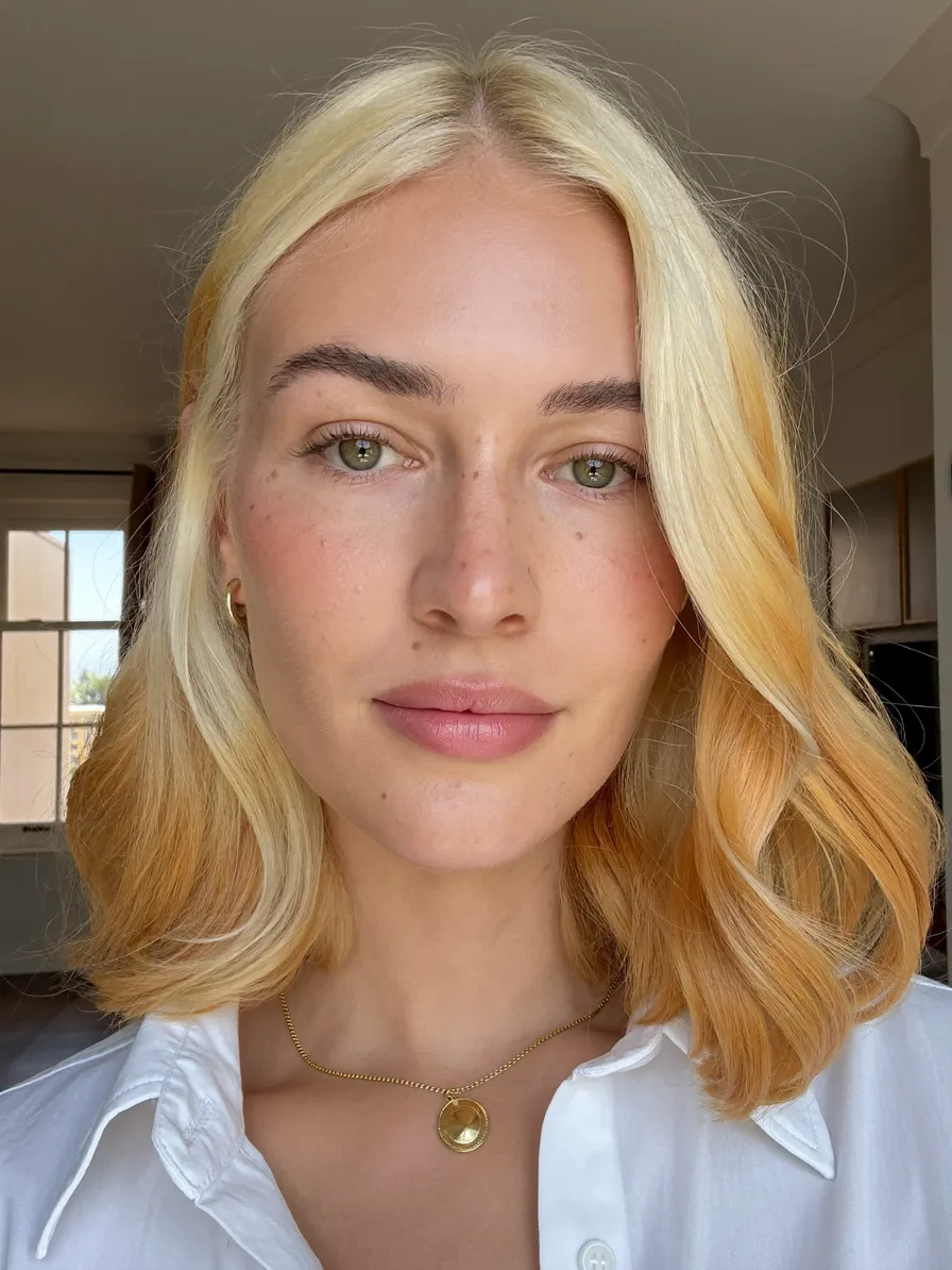 Modern Shoulder-Length Ombre Lob with Flowing Waves