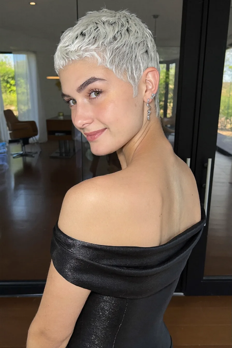Textured Platinum Pixie-Bob With Soft Tapered Edges