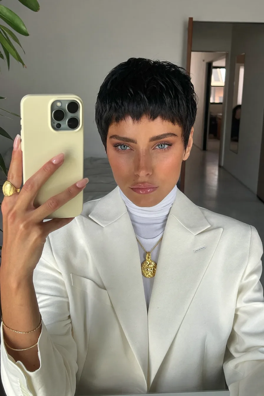 Sleek Textured Pixie-Bob with Choppy Fringe Accent