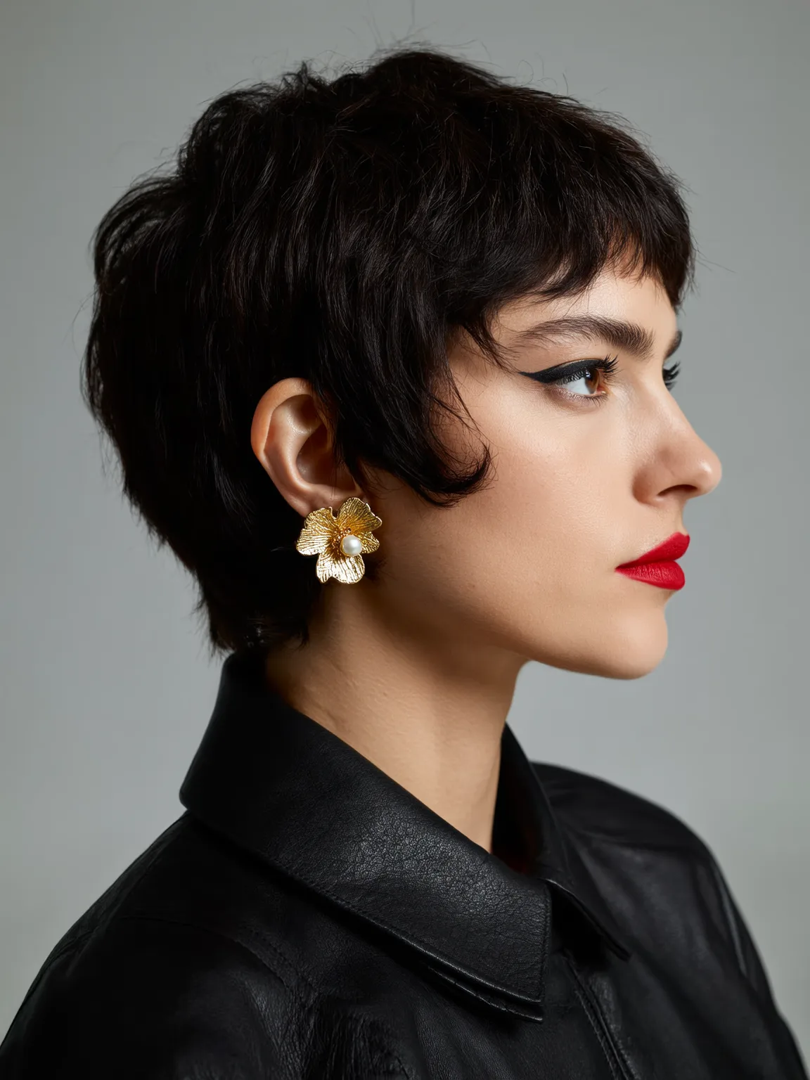 Medium Volume Wavy Espresso Pixie with Micro-Bangs