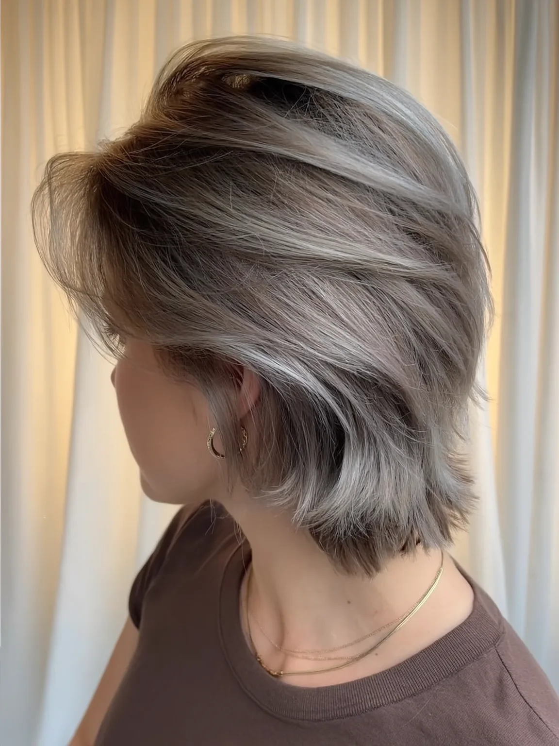 Silver Ash Blonde Straight Pixie with Side Bangs