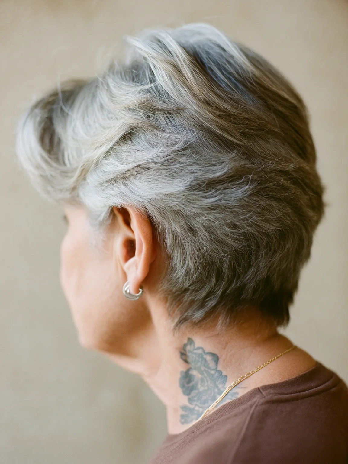 Wavy Silver Frost Pixie Embracing Natural Texture
