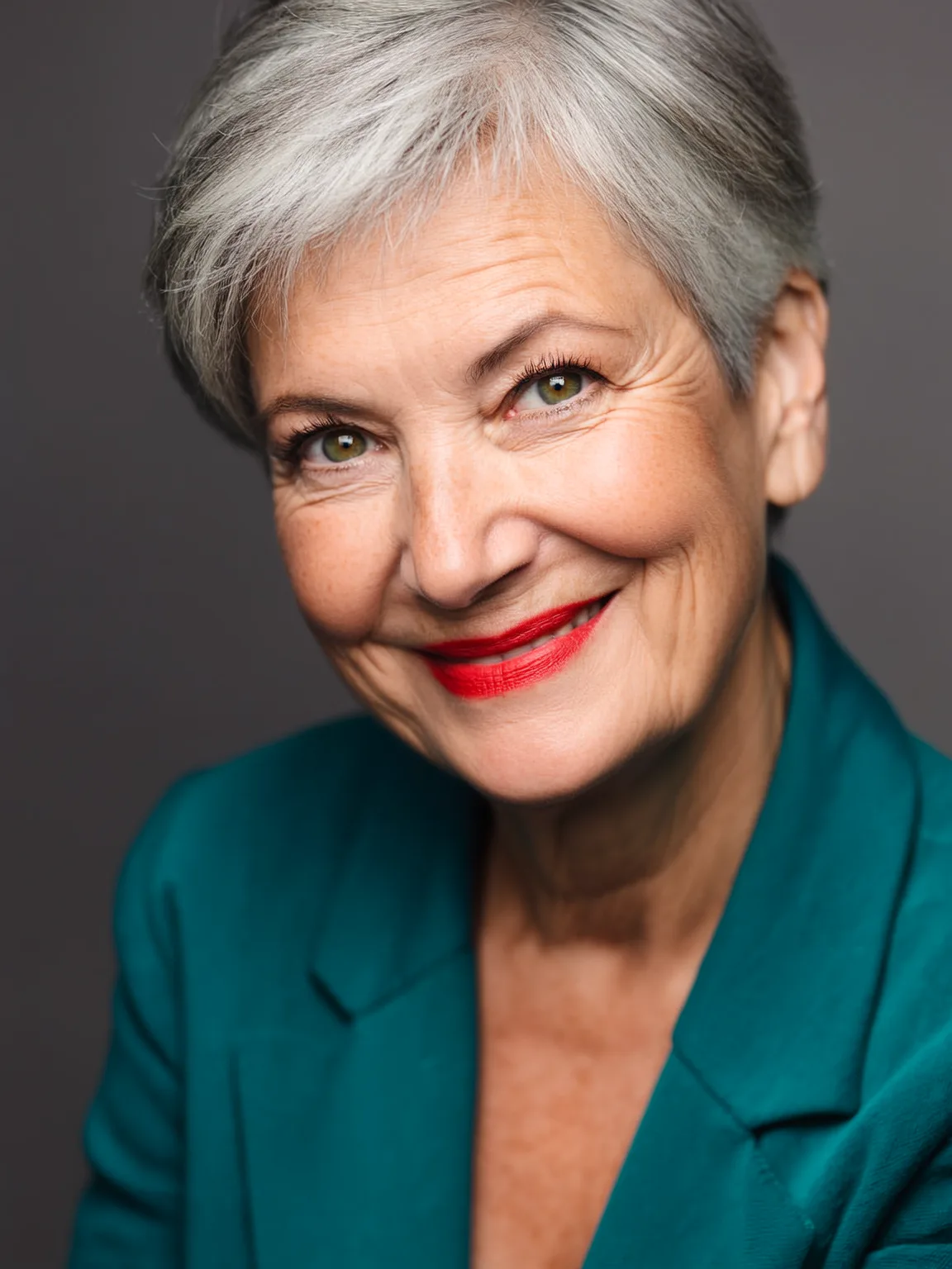 Classic Pixie with Soft Side-Swept Silver Frost