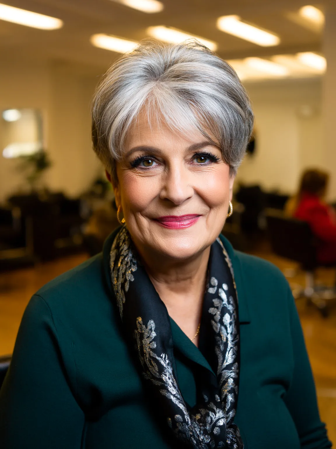 Air-Dried Silver Frost Pixie with Side-Swept Bangs