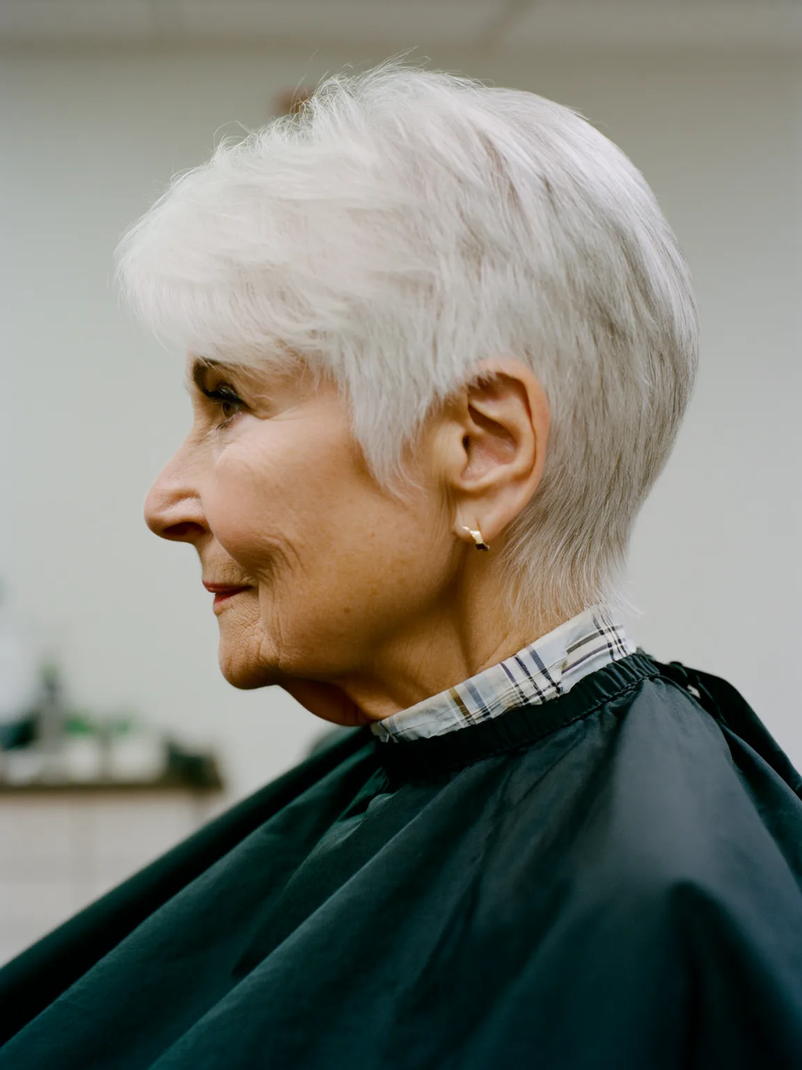 Classic Silver Frost Pixie with Side-Swept Bangs