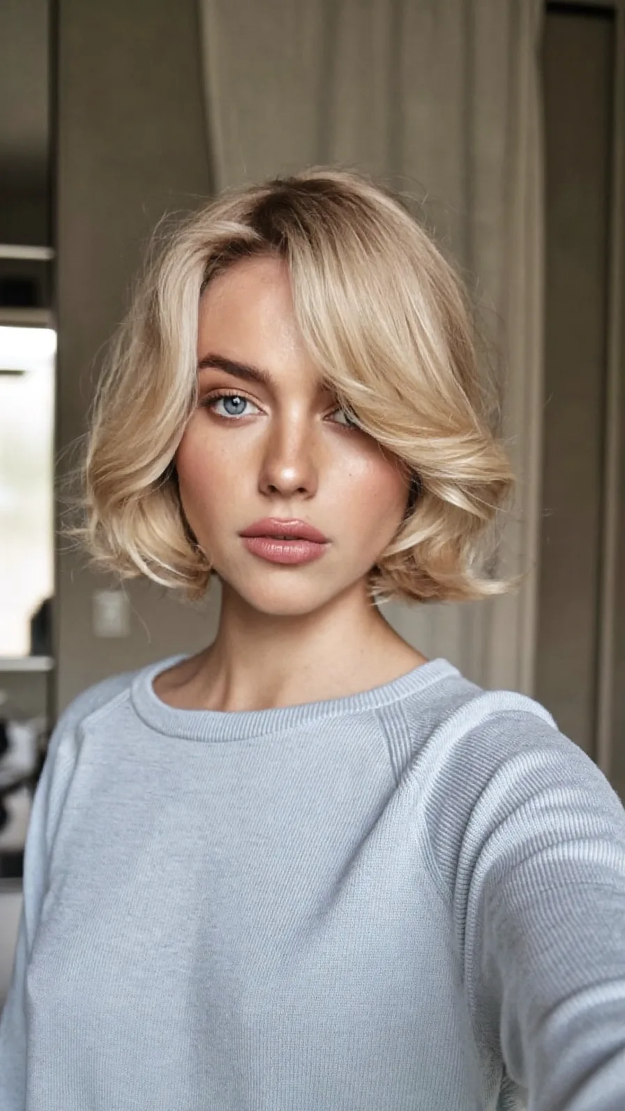 Soft Side-Swept Chin-Length Bob with Flicked Ends