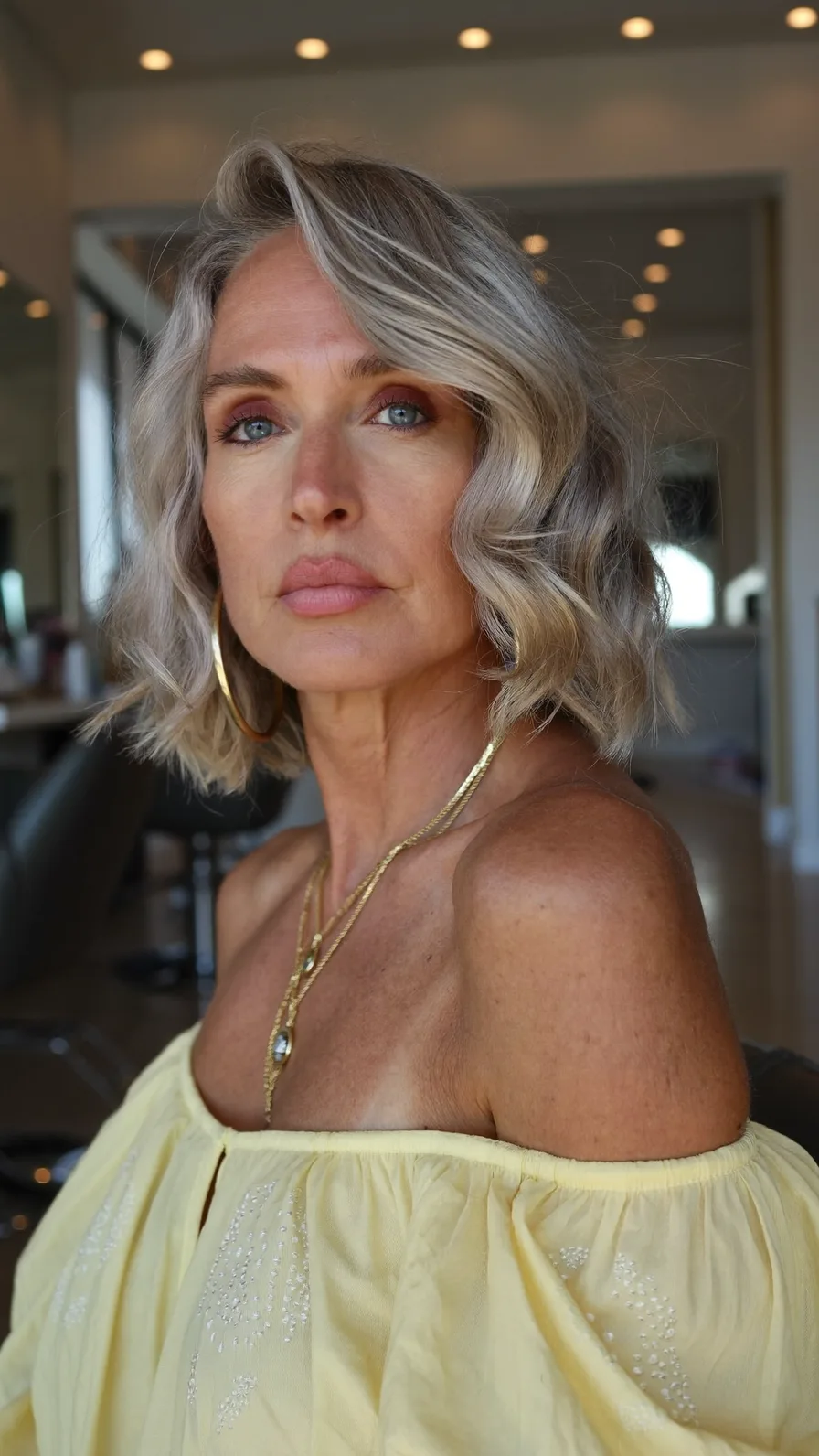 Chin-Length Textured Bob with Cool Ash Blonde Highlights