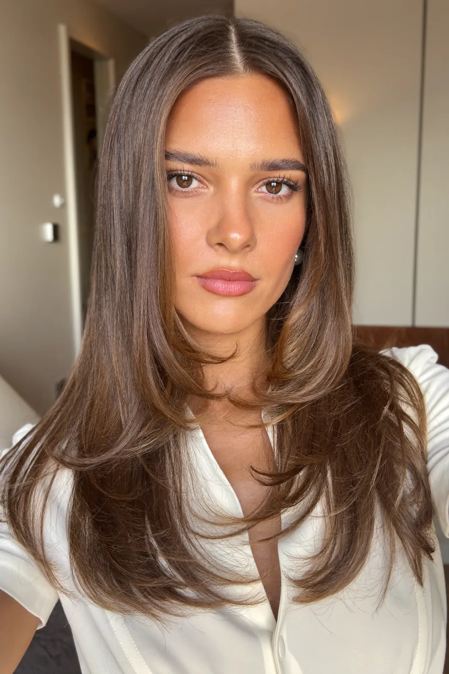 Classic Long Layered Cut with Sleek Face-Framing Layers for Shine