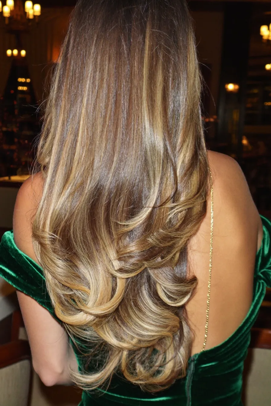 Glossy Long Layered Haircut with Subtle Face-Framing Layers