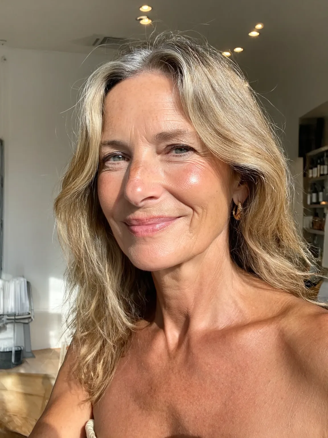 Natural Medium Length Layers in Sandy Blonde