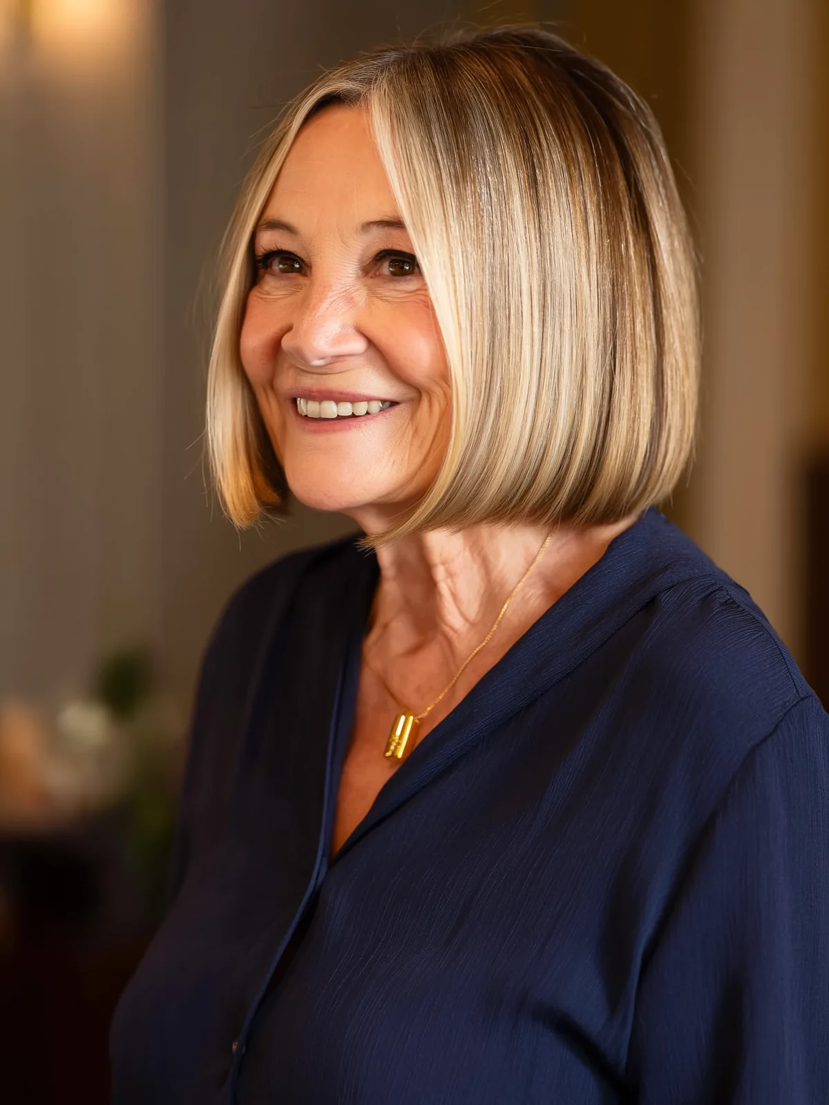 Classic Chin-Length Bob with Sandy Blonde Shine