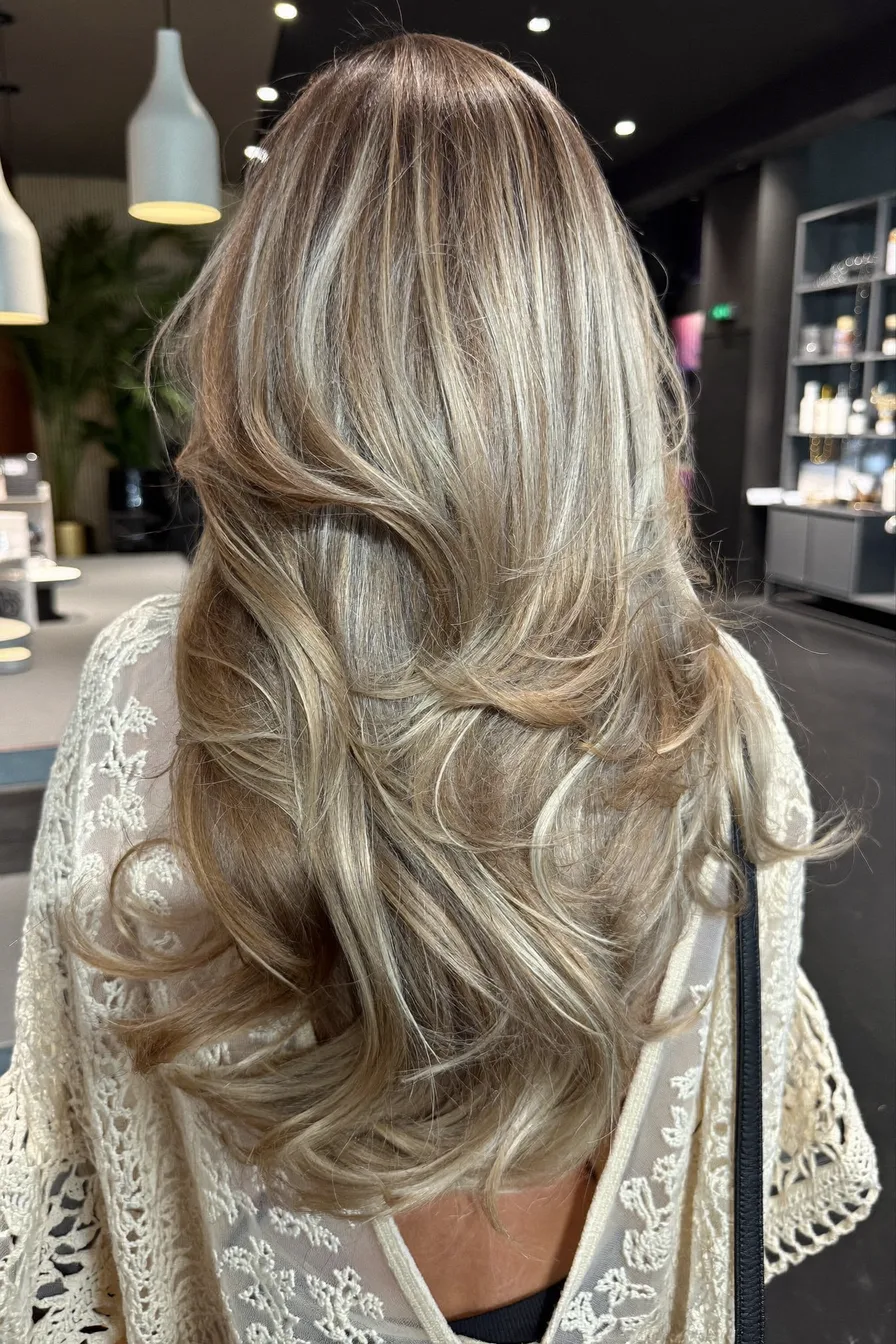 Softly Layered Balayage Blonde Shoulder-Length Cut for Effortless Movement