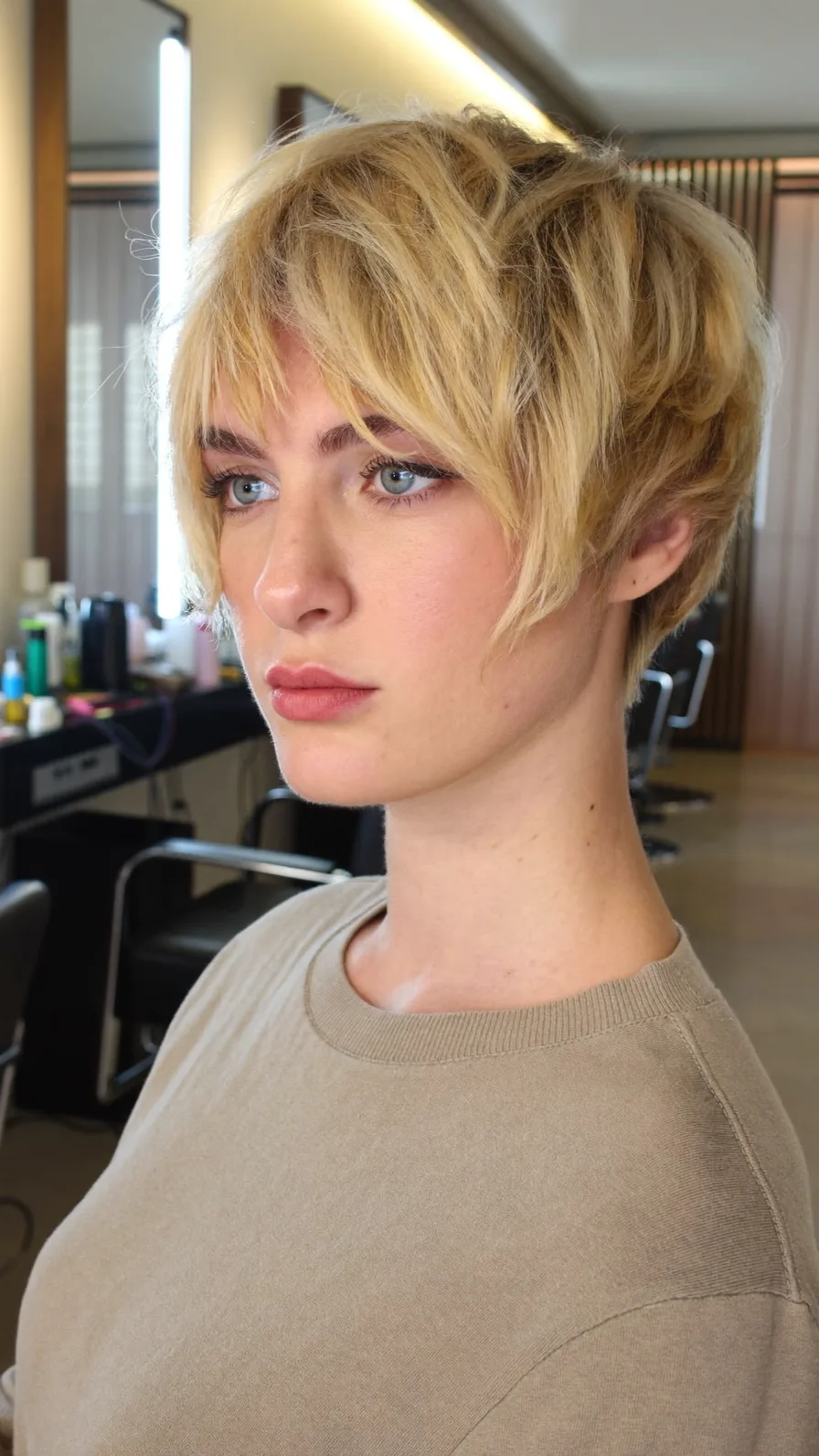 Modern Textured Shag with Wispy Side-Swept Bangs
