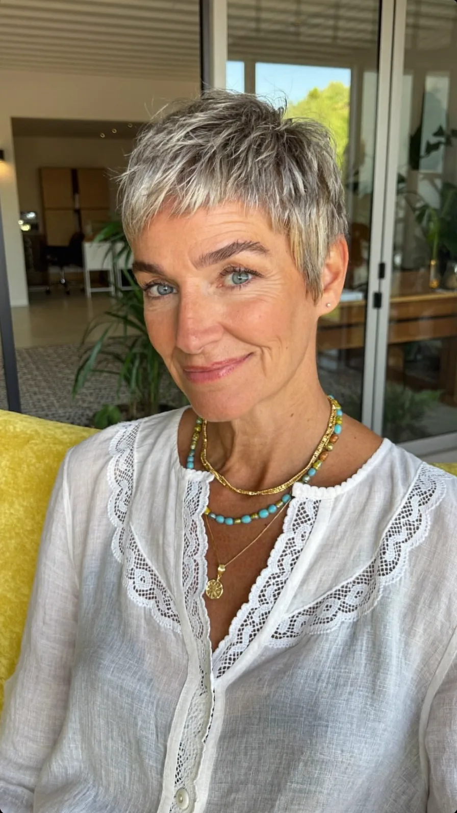 Modern Textured Pixie Cut with Multi-Dimensional Silver Highlights