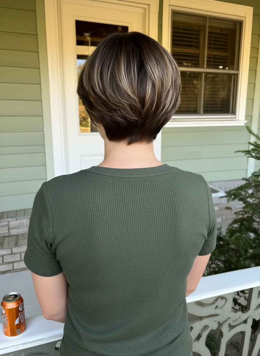 Short Pixie with Dark Brown and Honey Highlights