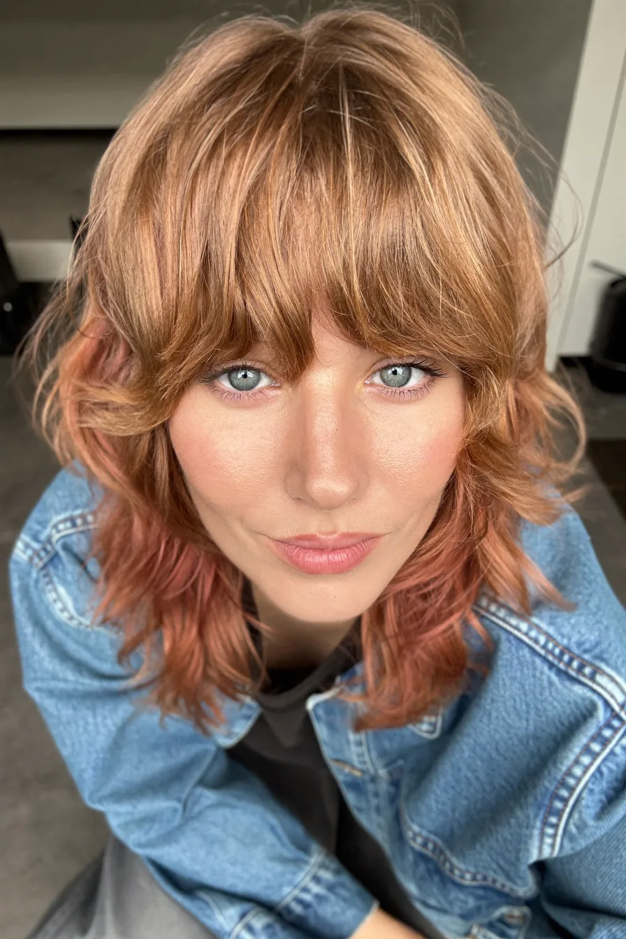 Textured Layered Medium Cut with Blunt Soft Bangs