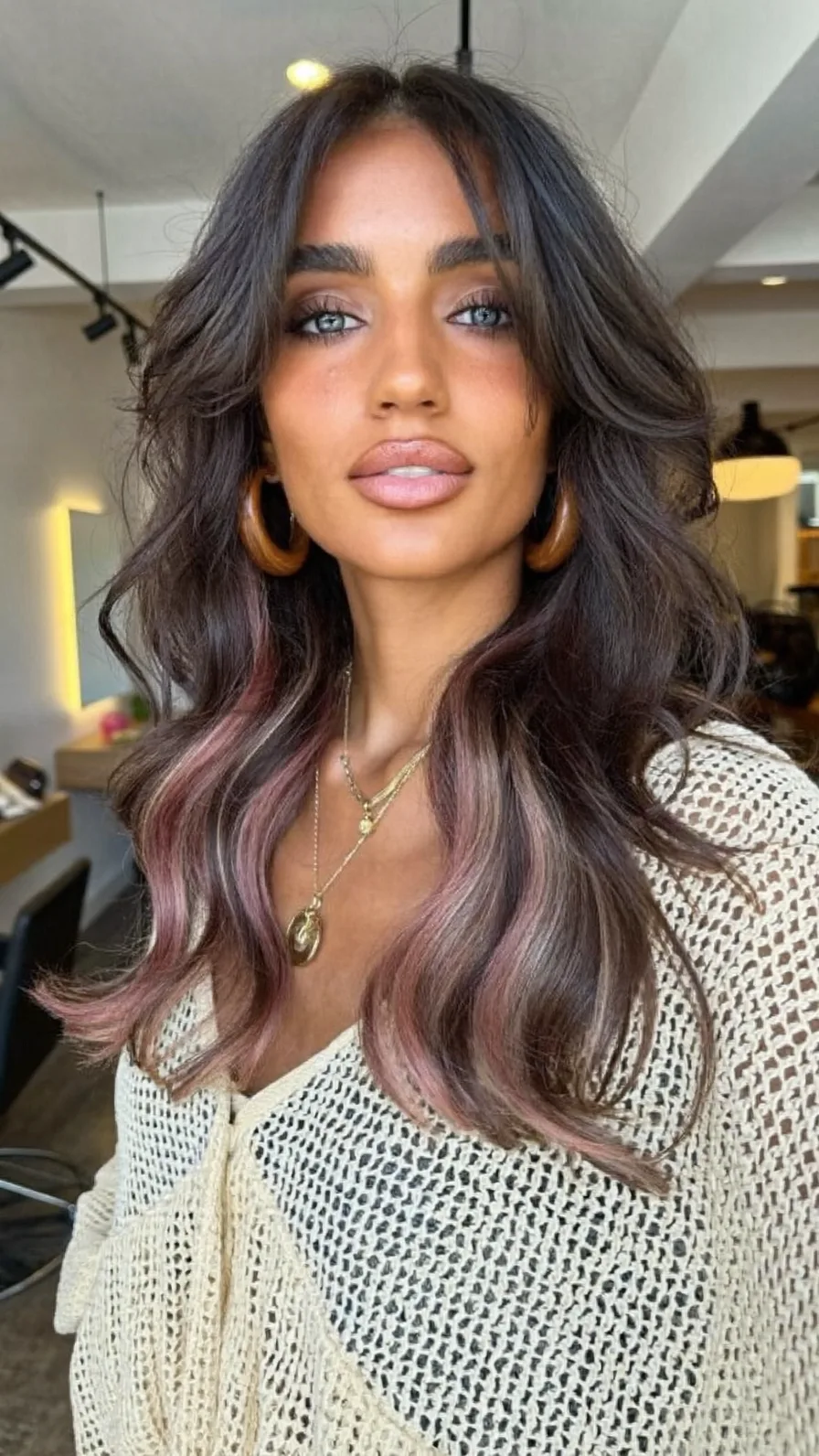 Voluminous Long Layered Hair with Flowing Curtain Bangs