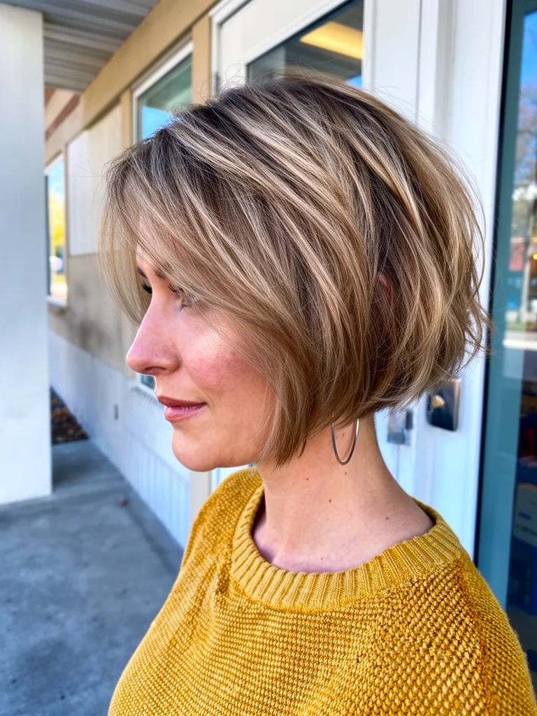Soft Sandy Blonde Bob with Side-Swept Waves