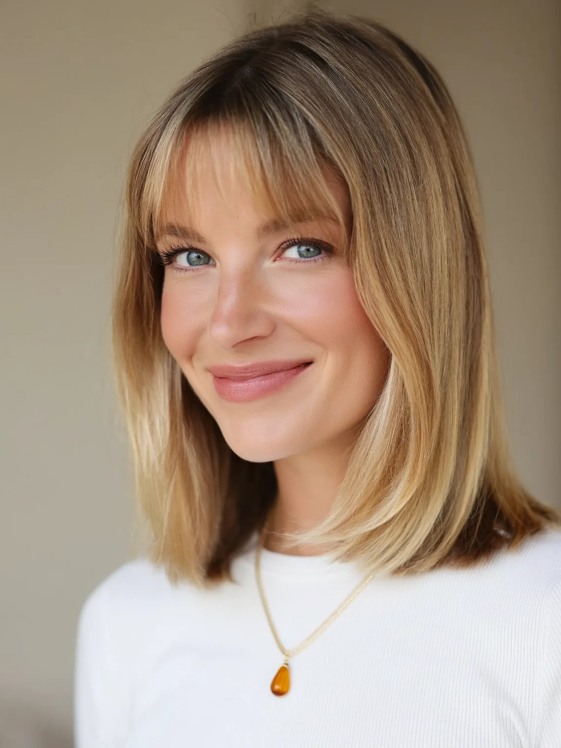 Shoulder-Length Lob with Soft Sandy Blonde Hue