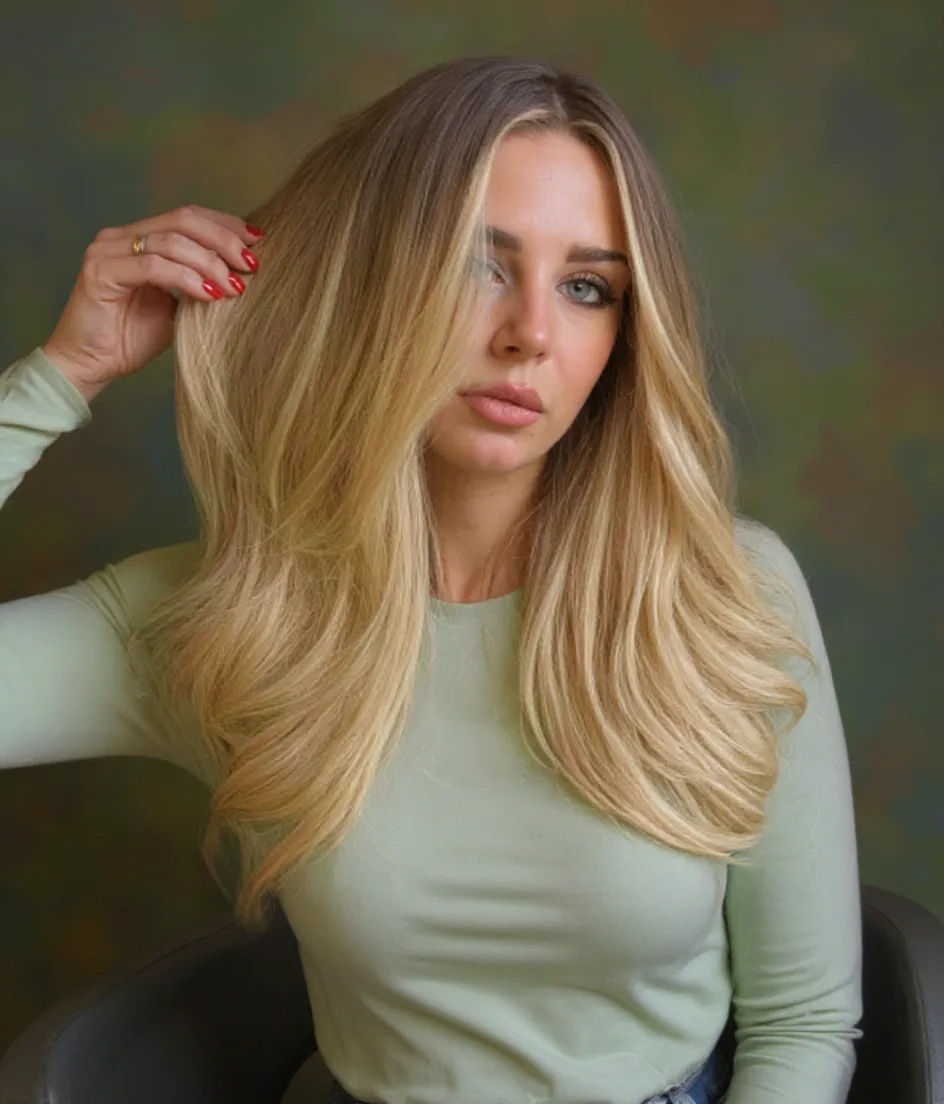 Long Layered Cut with Sun-Kissed Sandy Blonde Highlights
