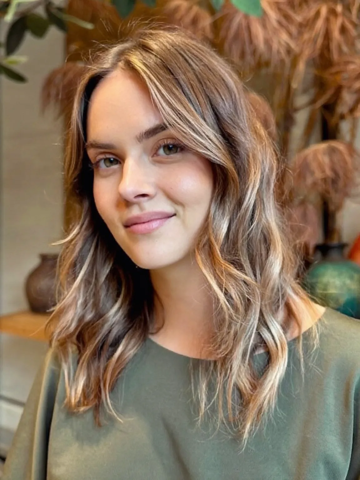 sandy blonde with subtle highlights lob