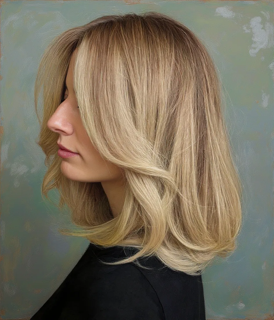 soft sandy blonde lob