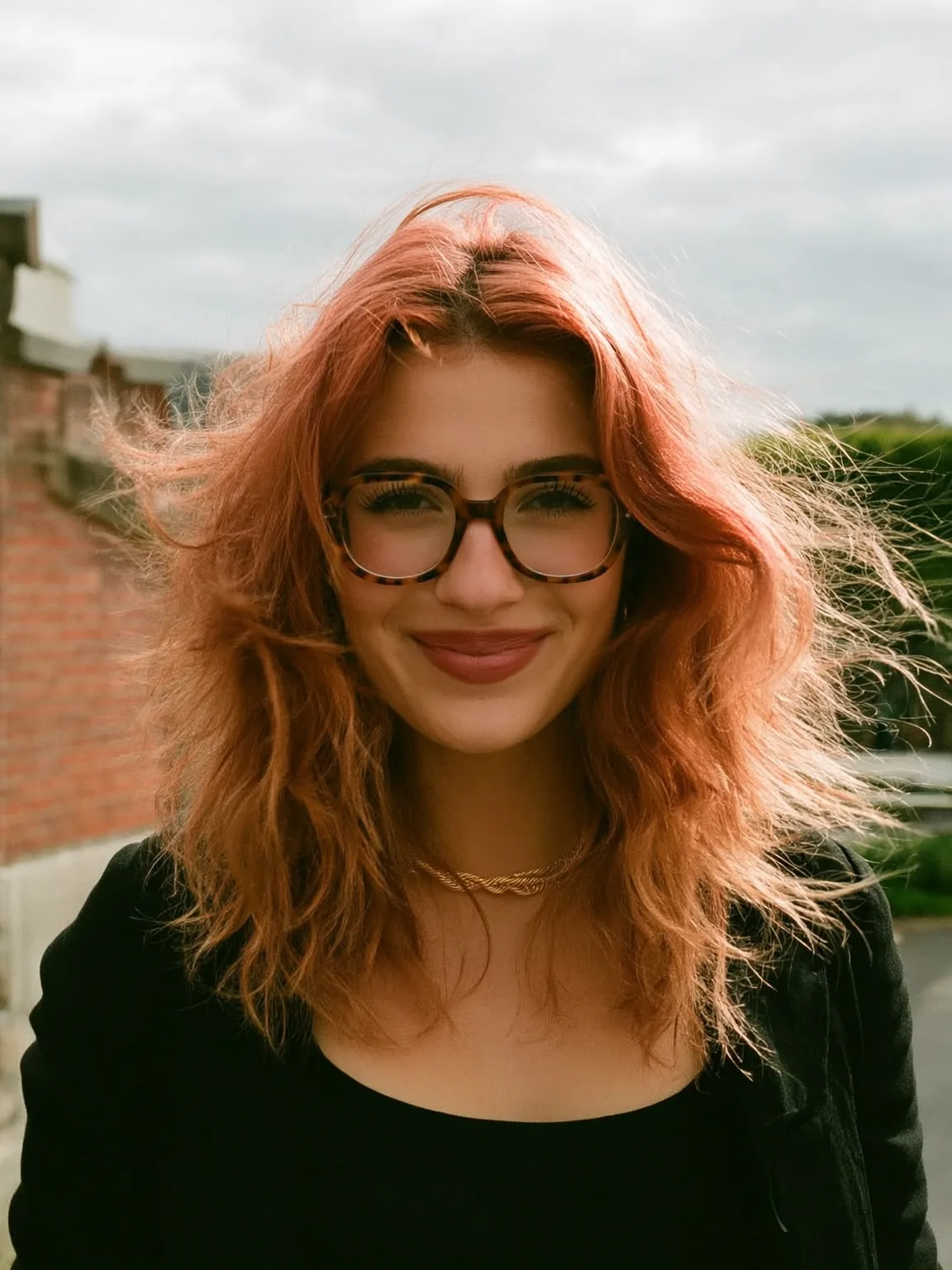 Copper Rose Gold Voluminous Medium-Length Shag