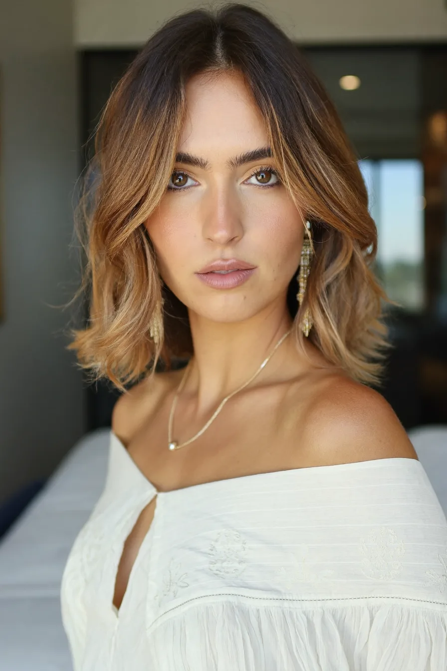 Shoulder-Length Tousled Shag with Soft Face-Framing Layers