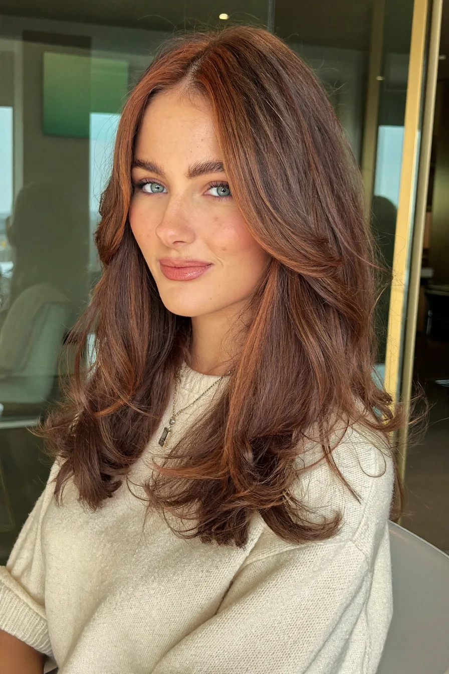 Classic Long Shag with Voluminous Curtain Bangs for Effortless Style
