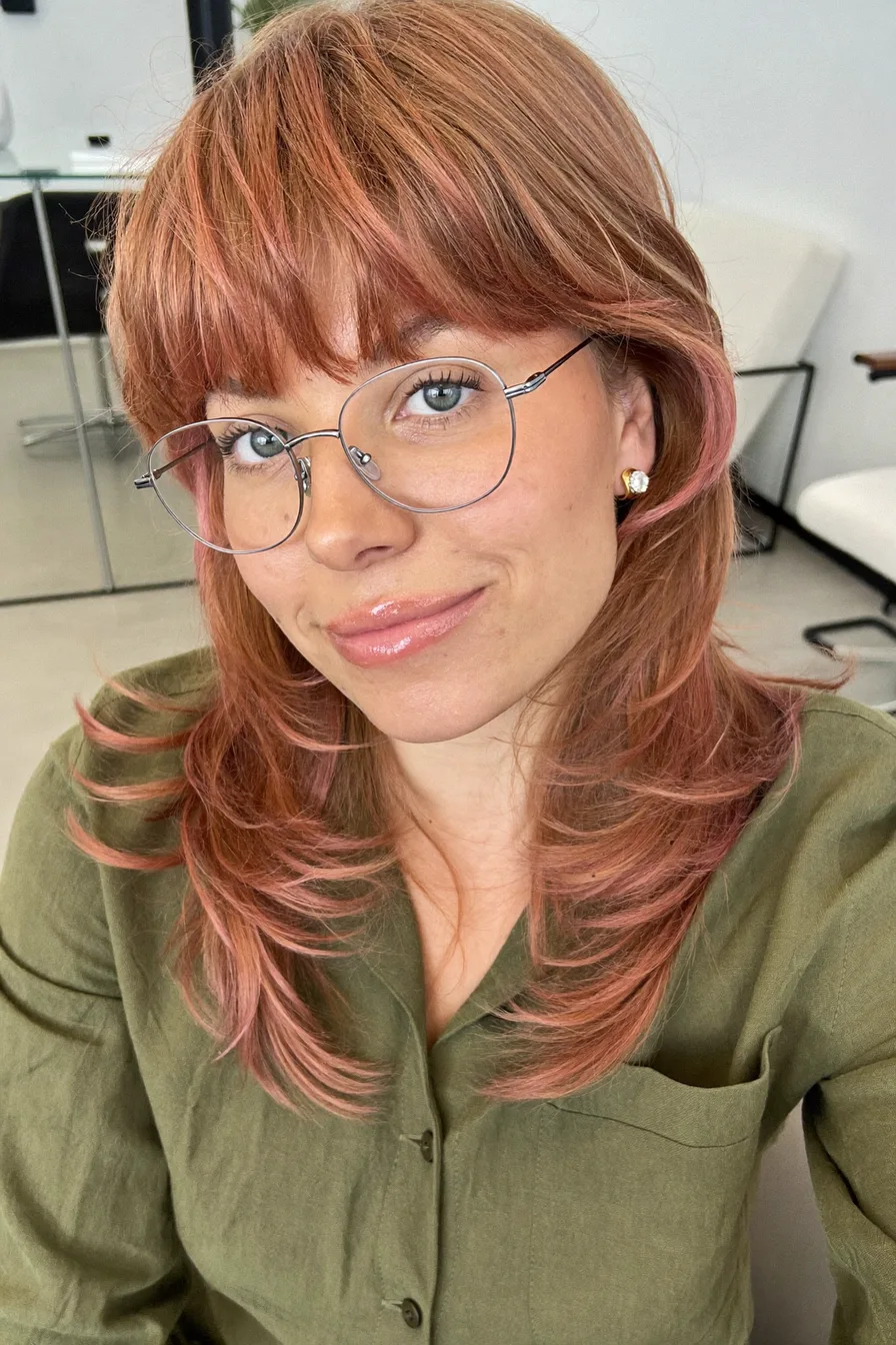 Chic Layered Shag with Soft Curtain Bangs for Seamless Texture