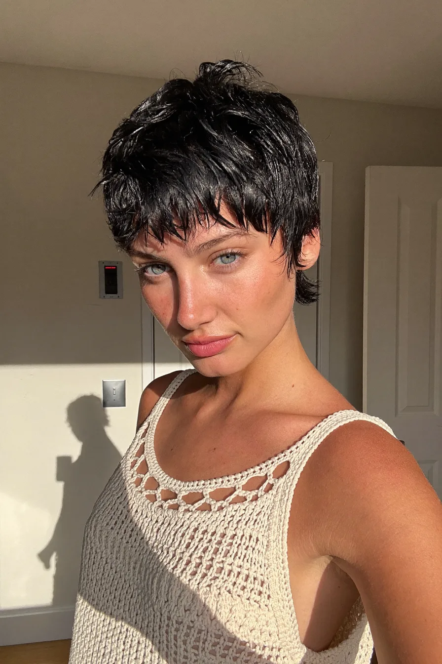 Textured Pixie Shag with Modern Wispy Bangs for Effortless Edge