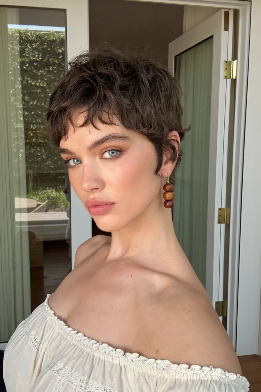 Modern Short Shag with Textured Layers and Wispy Bangs