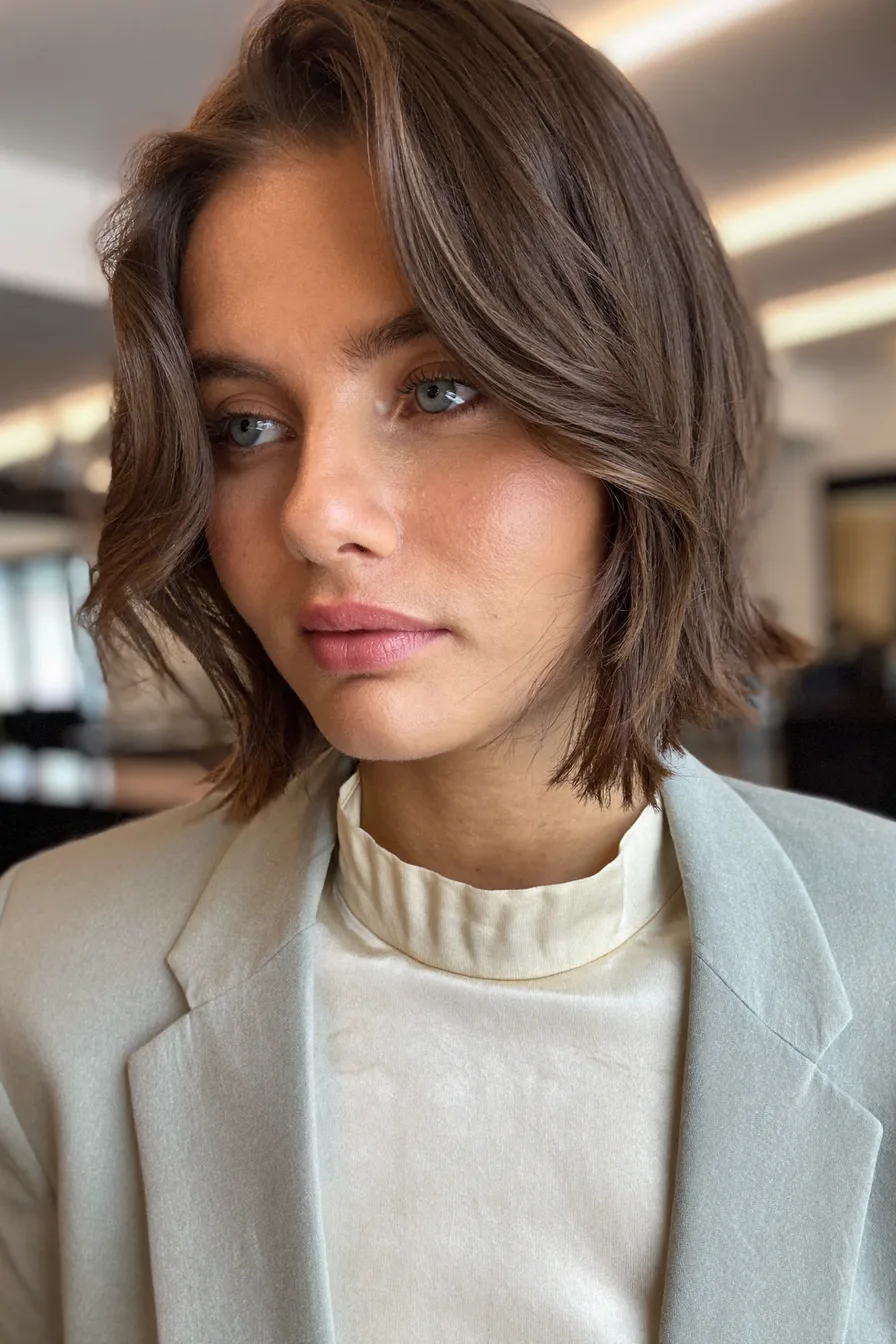 Softly Layered Shaggy Bob With Face-Framing Texture