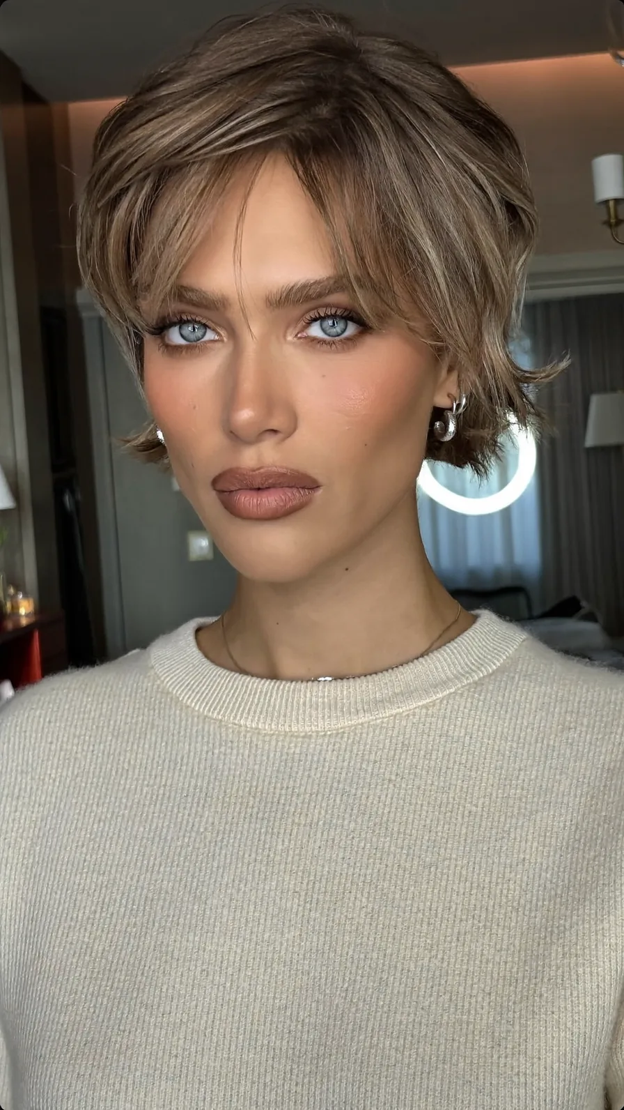 Textured Short Layered Bob with Cool Ash Blonde Balayage