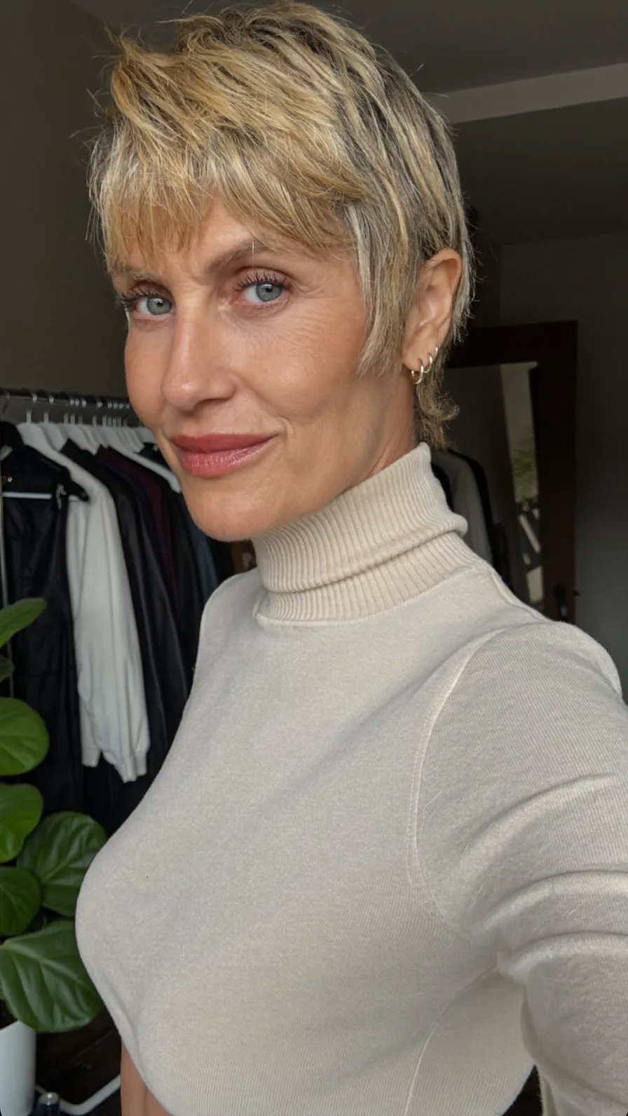 Textured Pixie Cut with Micro Bangs and Multi-Dimensional Blonde