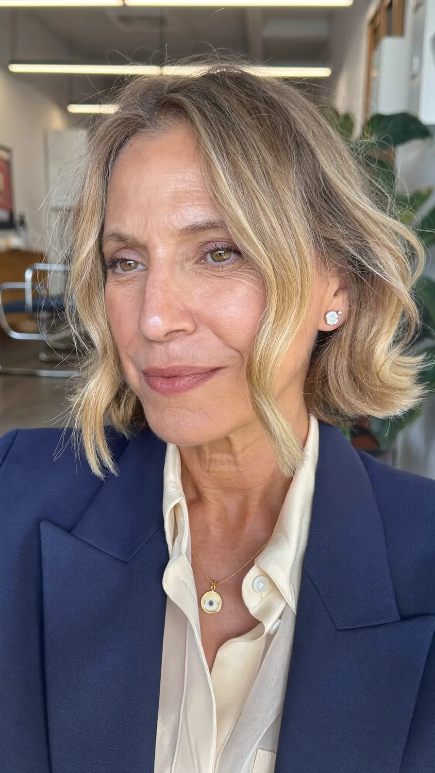 Elegant Soft Layered Chin-Length Bob with Curtain Bangs