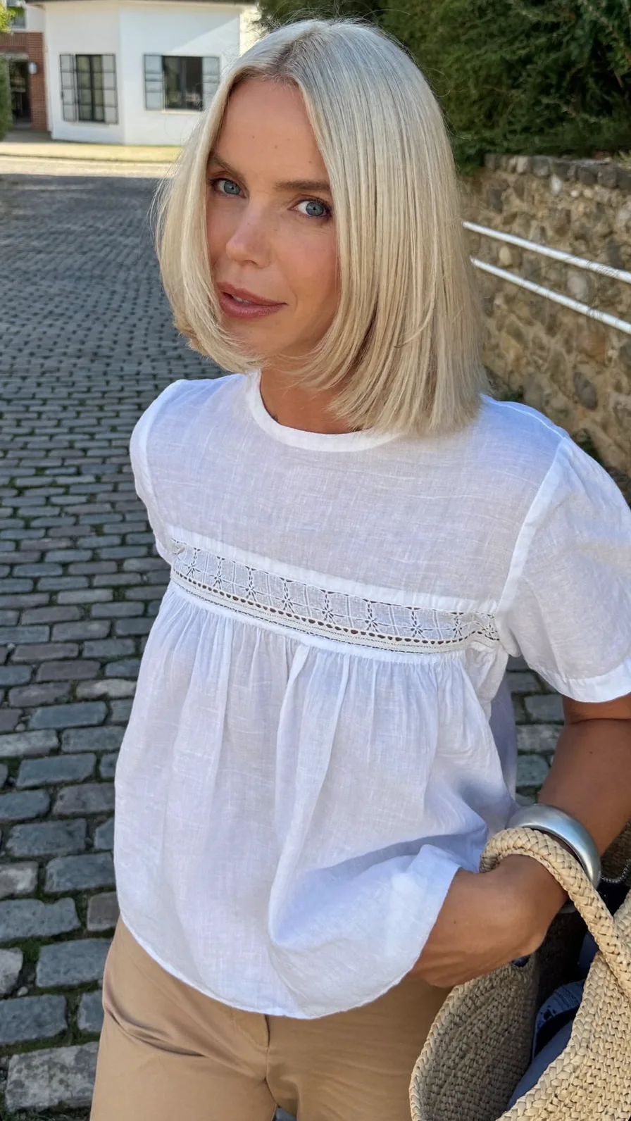 Chin-Length Cool Platinum Blonde Center-Parted Bob