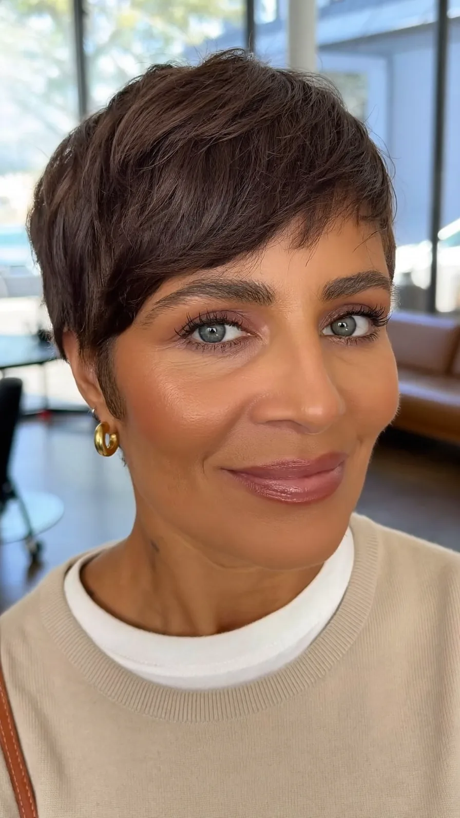 Modern Textured Pixie Cut with Side-Swept Bangs