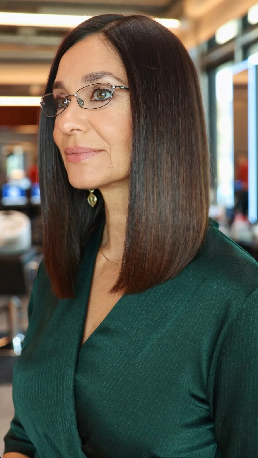 Sleek Shoulder-Length Dark Chocolate Brown Blunt Bob