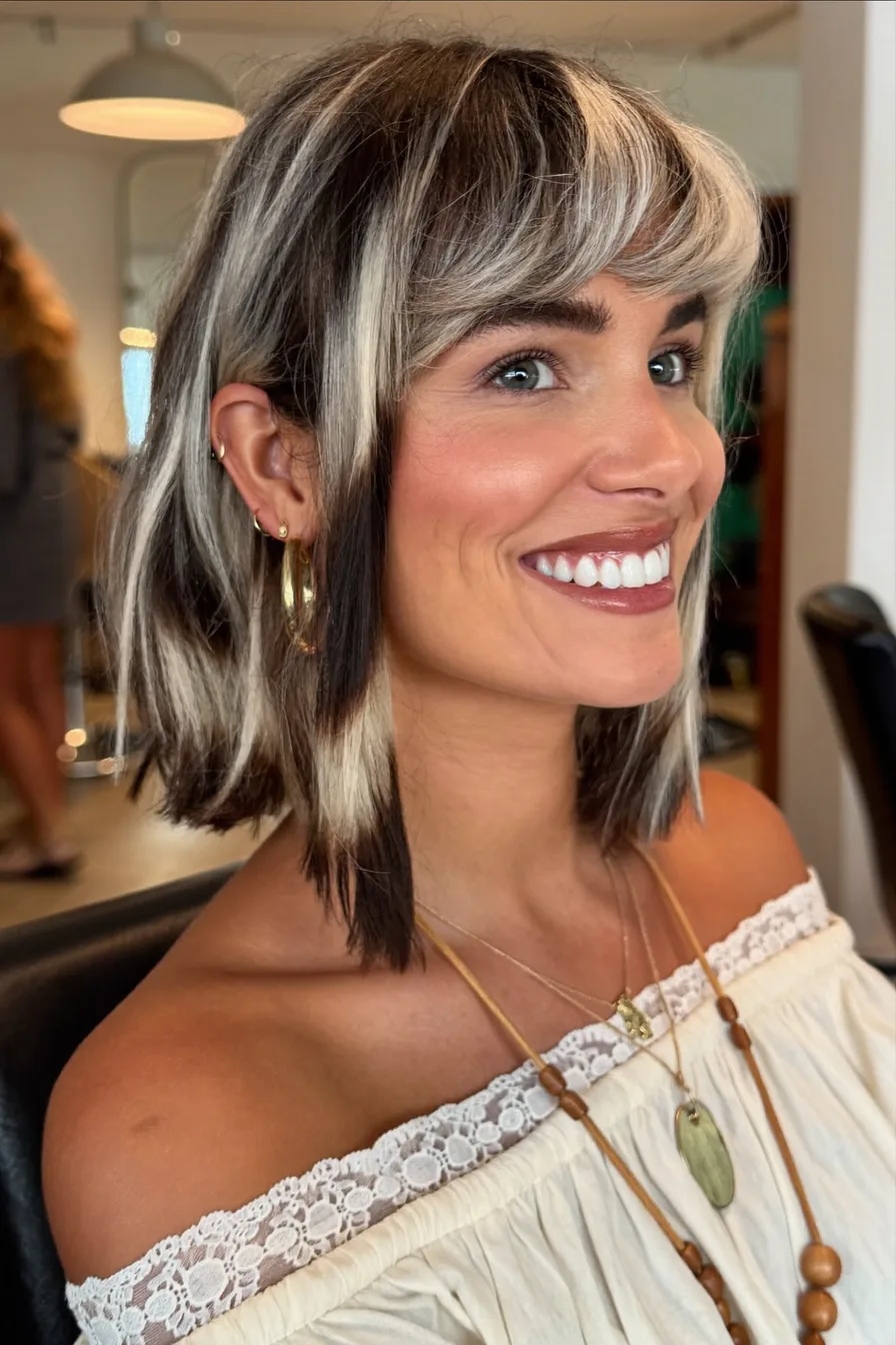 Chic Two-Tone Bob with Wispy Bangs for Fall 2026