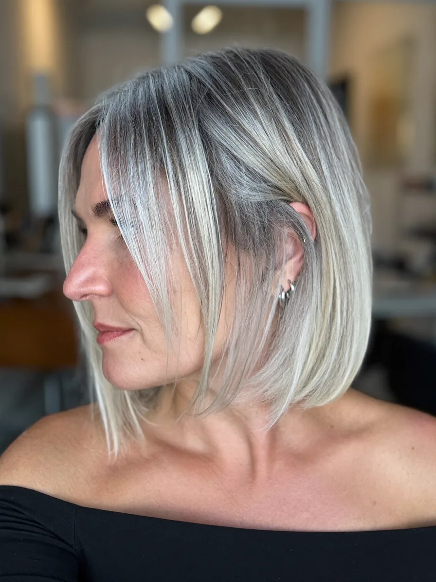 Chin-Length Classic Bob with Cool Ash Blonde Highlights