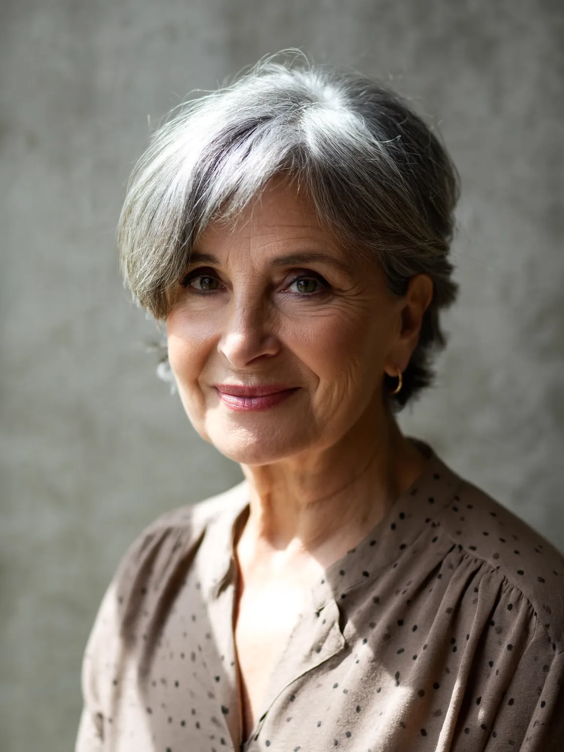 Blow-Dried Silver Frost Pixie with Side Bangs