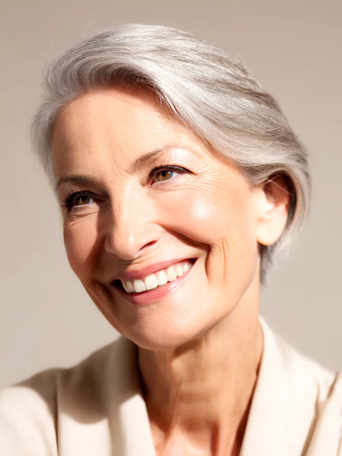 Classic Silver Frost Pixie with Side-Swept Bangs