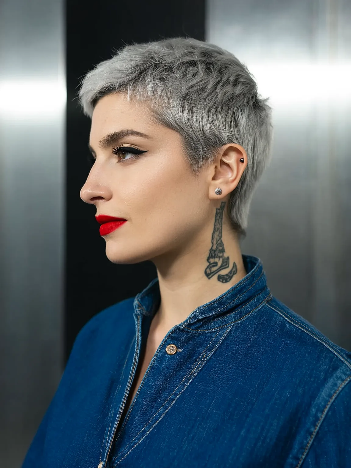 Air-Dried Medium-Volume Silver Frost Straight Pixie