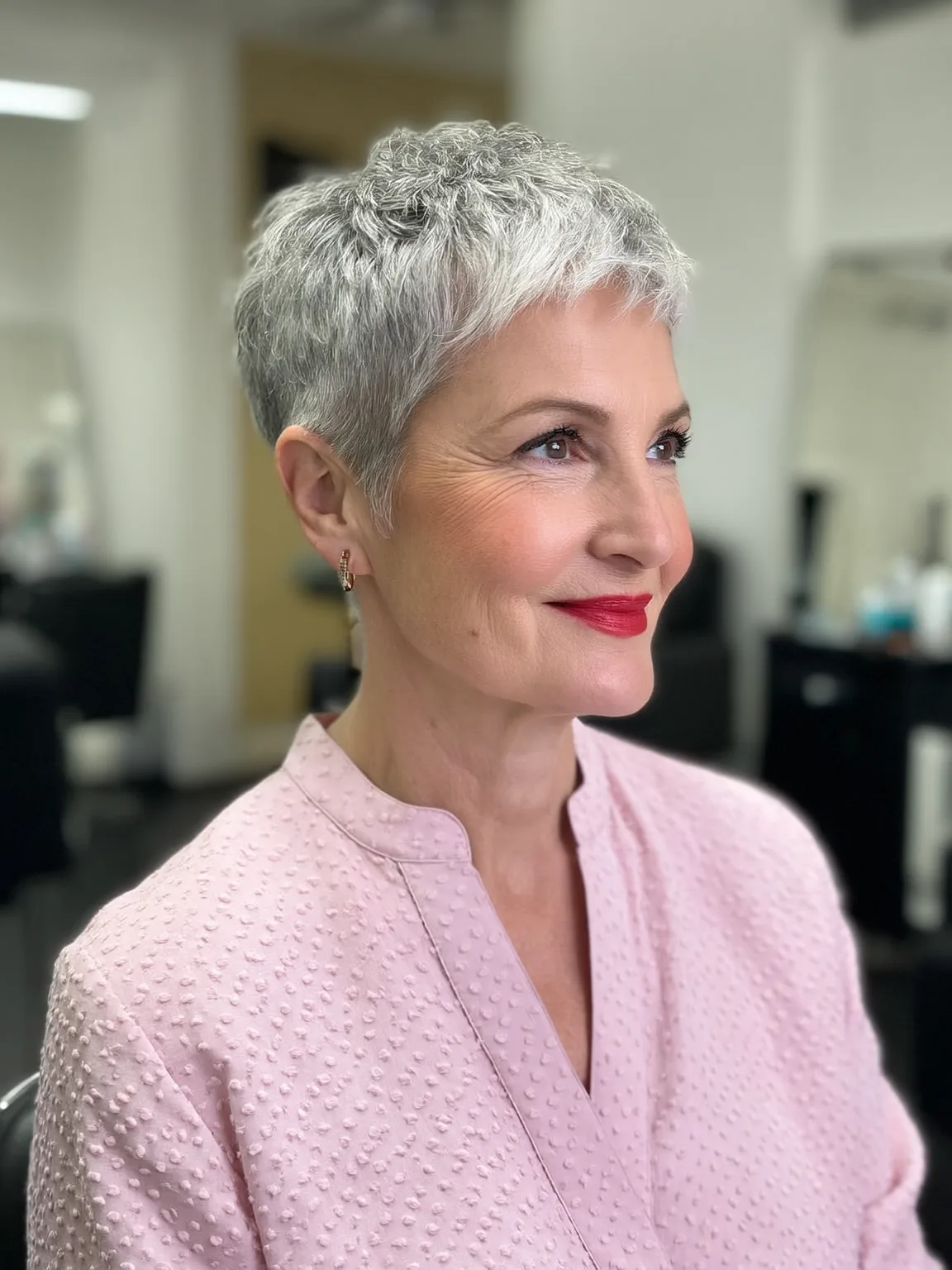 Clean Medium-Volume Straight Silver Frost Pixie without Bangs