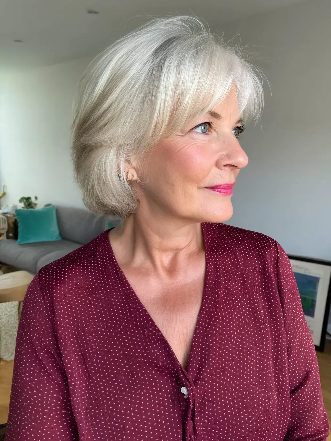 Classic Straight Silver Frost Bob with Side Bangs
