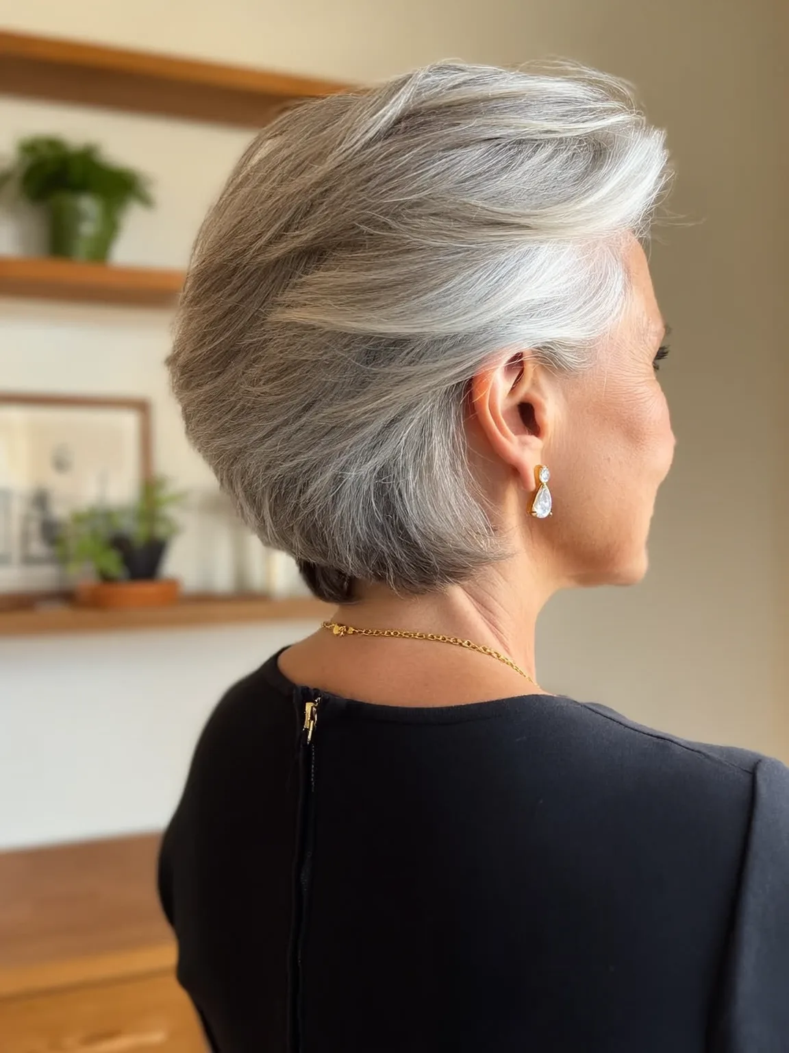 High-Volume Straight Silver Frost Pixie Without Bangs
