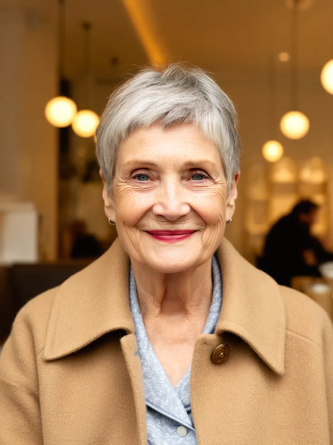 Effortless Silver Frost Pixie with Side-Swept Bangs