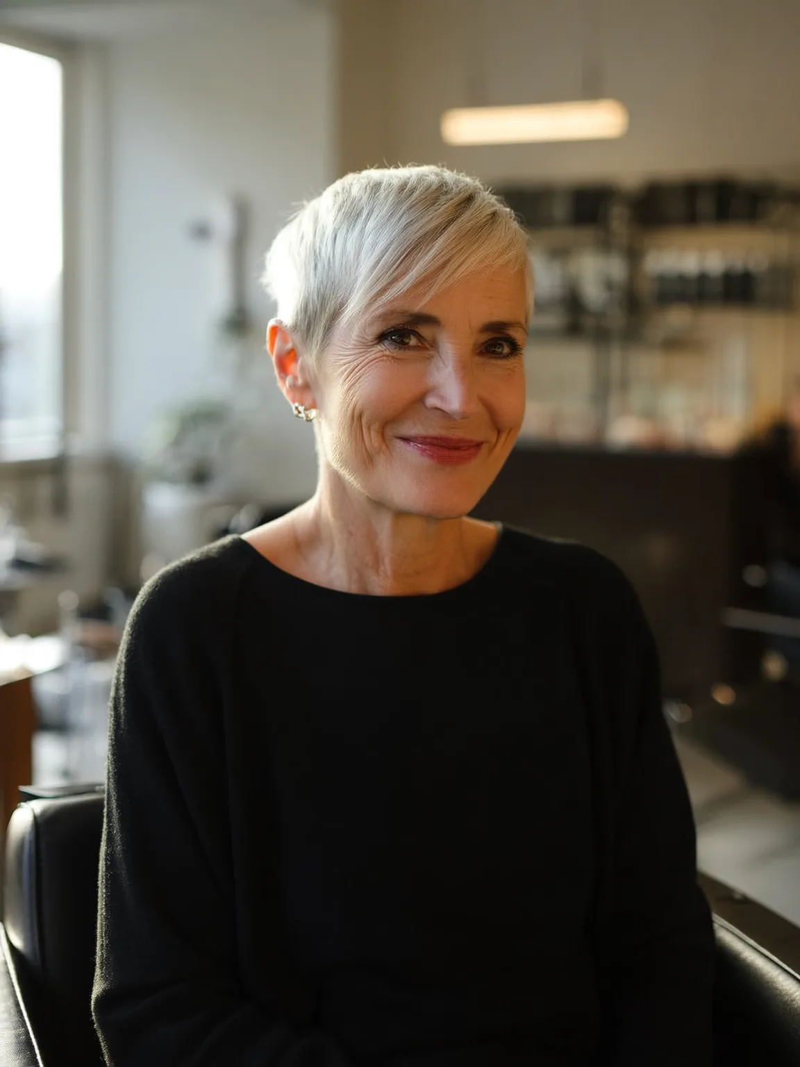 Classic Silver Frost Pixie Cut with Textured Layers